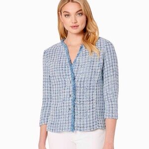 Nic + Zoe Under the Sea Tweed Frayed Jacket/Blazer
